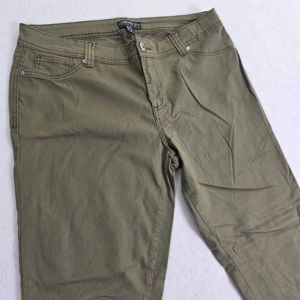 Forever 21+ Women Size 12 Skinny Pants‎ Olive Green Excellent Stretch Twill